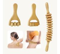3 Piece Kit Maderoterapia Corporal Masajeador Madera Masajeador Rodillo Anticelulítico con Mango Madera Rodillo Maderoterapia para Masaje del Cuerpo Alivio Del Dolor Muscular Y Relajación