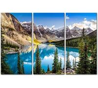 3 Piece Mountain Canvas Wall Art Rocky Mountain Snow Landscape Modern Artwork Painting Print Picture Decoración de sala de estar(70x90cm x 3/Sin marco)