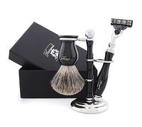 3 piece set de afeitado con cepillo de pelo de tejón, maquinilla de afeitar y soporte de afeitado para los hombres