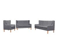 3 Piece Sofa Set Gray Fabric Living Room Furniture with Solid Wood Frame, Soft Polyester Upholstery, Easy Assembly for Lounge, TV Watching, Reading and Relaxation