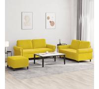 3 Piece Velvet Sofa Set with Cushions Yellow Modern Living Room Furniture, Soft Velvet Upholstery, Sturdy Wood Frame, Compact Size for Small Spaces, Includes 2 Loveseats and Ottoman Footrest