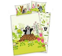 3 pièces Baby Parure de lit réversible Motif : La Petite Taupe de renforcé 100 x 135 cm + 40 x 60 cm + 1 Drap Housse en blanc 70 x 140 cm