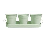 3 Pieces Metal Nursery Vase with Detachable Tray Flower Pots - Indoor Plant Pots for Vanilla Kitchen Watering Drainage Garden Outdoor Porch House, Rustic Farmhouse Style Countertop Garden Starter