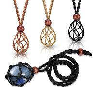 3 Pieces Necklace Cord Empty Stone Holder Crystal Necklace Holder Pendent Quartz Raw Stone Necklace Cord Adjustable Rope for Indian Amulet Pendant Necklace Jewelry Making (35-50 mm/ 1.4-2 Inch)
