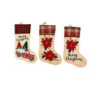 3 Pieces Of 18-inch Large Christmas Socks Children Gift Bag Christmas Ornaments #1+#2+#3