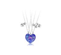 3 Pieces Silver Chain Necklace for Womenblue, Best Friends Necklace for 3 Girls, Dolphin Star Necklace Bff Separable Heart Pendant for Sister Friend B