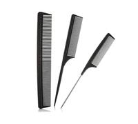 3 Pieces Tail Combs Set Carbon Styling Comb Fiber Rat Tail Comb Anti Static Heat Resistant Barber Hairdressing Comb Steel