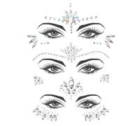 3 piedras brillantes para el festival de la cara, tatuajes temporales de estrás, 3D, piedras de estrás autoadhesivas, joyas para carnaval, verano, maquillaje, fiestas, maquillaje