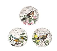 3 piedras redondas dimensionales for camino de entrada con estampado de mariposas, animales o pájaros, un divertido y lindo escalón for el césped del jardín.(Birds,26 cm)