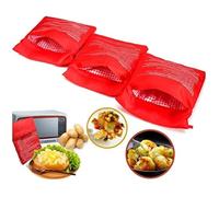 3 Pieza Patata Microondas Bolsa Pouch Lavable Reutilizable Bolsa de Patata de Microondas,Puedes Comer Deliciosas Papas en Solo 4 Minutos (Rojo)
