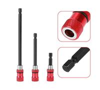 3 Piezas 1/4 Vástago Hexadecimal de Liberación Rápida Extensión de Broca de Taladro de Acero Inoxidable Rojo, Portavasos de Destornillador, Se Adapta a la Mayoría de los Ejercicios de Impacto,