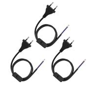 3 Piezas 1,8m Cable de AlimentacióN, Cable con Interruptor y Enchufe Plano, Cables con Enchufe para Lámpara, DIY y Proyectos Eléctricos, Cables Desnudo de Dos Agujas, Negro