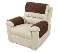 3 Piezas 1 Plaza Funda Cubre Sofá, Protector para Sofás Acolchado Reversible, Sillón Relax Funda de Sofá, Cubierta del Brazo de La Silla Reclinable para Silla, Sillón Reclinable, Sofá (Marrón)
