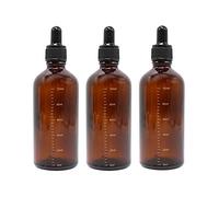 3 Piezas 100ml 3.4oz Botellas cuentagotas graduadas de Vidrio ámbar Recargables Botellas de Aceite Esencial Envases cosméticos Perfumes Botellas cuentagotas con gotero de pipeta de Vidrio