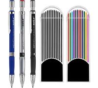 3 Piezas 2.0 mm Lápiz Mecánico con 2 Cajas de Minas, Recambios de Color y Negros para Dibujo, Escritura, Manualidades, Bosquejo