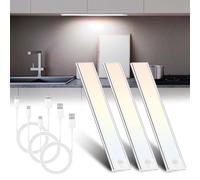 3 Piezas 30 cm Lámpara LED Armario con Sensor Movimiento, USB Recargable Luz Nocturna, Magnéticas Regulables Luz LED Armario, Iluminacion Luz Sin Cables para Dormitorio, Escaleras, Pasillo, Garaje