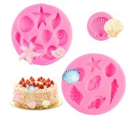 3 Piezas 3D Marina Animales Moldes Silicona, Molde para Pasteles de Chocolate, Conchas de Estrellas de Mar Moldes, Diy Criaturas Marinas para Pasteles, Chocolates, Dulces y Gelatinas de Hielo