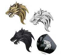3 Piezas 3D Pegatinas de Coche de Lobo de Metal, Cabeza del Lobo Tótem Calcomanías, Wolf Head Pegatinas Laterales, para Molduras de Automóviles y Rasguños en Las Cubiertas