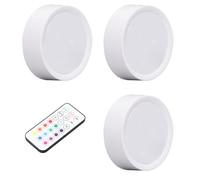 3 Piezas 4 Colores LED Puck Light Control Remoto y Control de Prensa Batería Recargable con Base E26