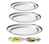 3 Piezas Acero Inoxidable Bandeja, Bandejas De Servir Oval, Bandeja De Servir De Acero Inoxidable Cuenco Ovalado Para Colocar Comida Gourmet, Bandejas De Cocina, Suministros De Restaurante (Plateado)