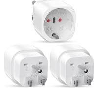 3 Piezas Adaptador Enchufe Europeo a Americano, Adaptador Enchufe USA, 2-Pin Europa a 3-Pin EEUU para América/Canadá/México/Tailandia/Colombia, Tipo B, Blanco