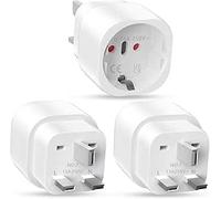 3 Piezas Adaptador Enchufe UK, Adaptador Enchufe Español/Europa a UK, 2-Pin Europa a 3-Pin Reino Unido, Tipo C/E/F a Tipo G para Ingles, Londres, Inglaterra, Irlanda, Hong Kong, Maldivas