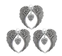 3 Piezas Adornos Alas Corazón, Colgante ala Aleación Decoración, Adorno ala Aleación Decoración Alas Ángel Adorno Navidad Aleación con Patrón Corazón para Pérdida Ser Querido