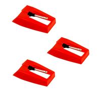 3 Piezas Aguja de Repuesto, Aguja Tocadiscos Duradera Aguja Agujas Tocadiscos para Reproductor de Discos de Vinilo (Rojo)