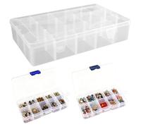 3 Piezas Ajustable Caja de Almacenamiento de Plástico, Caja Organizadora de Plástico con 10/15 Compartimientos Ajustables, Caja Clasificadora para Artículo Pequeño, Pendientes, Anillos, Cuentas