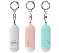 3 Piezas Alarma Personal, Personal Security, 130db Alarma De Seguridad De Pánico, Recordatorio De Batería Baja Autodefensa Llavero con Iluminación Led para Mujeres, Hombres, Niños Y Personas Mayores