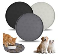 3 Piezas Alfombra Comedero Perro, Redonda Ø28cm, Alfombrilla Gato y Perro Antideslizante, Impermeable con Bordes Altos, Silicona de Grado Alimentario, Ideal para Mascotas Pequeñas y Medianas