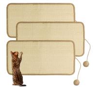 3 Piezas Alfombrilla Rascador para Gatos, Alfombra de Sisal 50 × 25 cm,Cuerda de Sisal Natural,para Gatos Autoadhesivo para Proteger Muebles Sofás