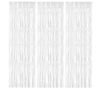 3 Piezas Aluminio Lamina Metálica Cortinas, 1 x 2 M Cortinas de Flecos Metálicos Brillantes, Cortina de Oropel Metálica para Fiesta Boda Cumpleaños Ventanas Puerta Decoración (Blanco)