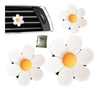 3 Piezas Ambientador de Coche de Larga Duración - Linda Margarita Flor Clips de Ventilación | Titular y Accesorios para Coche