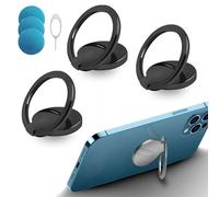3 Piezas Anillo Movil Universal, con 3 Piezas de Hierro+1 Pasador de Tarjeta Rotación de 360° Anillo Soporte para Movil para Todos los Smartphones (3 Negro)