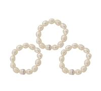 3 Piezas Anillos de Perlas, Anillos de Perlas de Múltiples para Mujer Banda de Joyería de Perlas, Elásticos Anillos de Perlas Ovalados de Agua Dulce, Anillo Apilable Anillo de Cuentas para Niñas