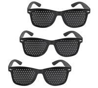 3 Piezas Anteojos Estenopeicos, Gafas Reticulares Antimiopía, Gafas Estenopeicas Antifatiga, Compacto Gafas Perforadas, Gafas de Corrección de la Visión para Leer, Mejorar la Vista Visión (Negro)