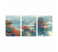 3 Piezas Arquitectura japonesa Pintar por Numeros Adultos 30x20cm*3 Luminiscencia Pintura por Numeros Adultos Árbol para Decoracion Pared, DIY Cuadros Decoracion Salon Modernos Regalo Mujer JLYH-1093
