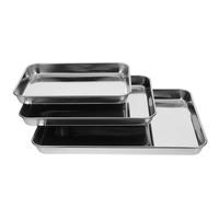 3 Piezas Bandeja para Horno de Acero Inoxidable 430, Rectangular | Uso Multiusos, Superficie Lisa Antiadherente, Fácil Limpieza, para Tartas, Pasteles y Asado