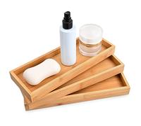 3 Piezas Bandejas de Bambú Rectangulares para Servir, Mini Bandeja de Madera, Bandeja para Macetas, Grandes para Desayunar y Comer