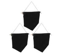 3 Piezas Bandera de Exhibición de Pines Esmaltados Negro para Pared | Lienzo de Algodón y Poliéster, Listón de Madera, Estilo Nórdico Minimalista, Organiza Insignias