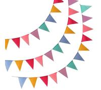 3 Piezas Banderines Decorativos de Colores, 36 Banderines (17.5x12.5cm), 12 Metros Guirnalda Cumpleaños, Decoración Fiesta, Banderitas Decoración para Cumpleaños, Bodas, Carnaval, Fiestas Infantiles