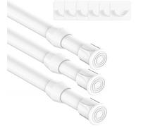3 Piezas Barra Cortinas Extensible Cortina Blanca no es Necesario Taladrar con Soporte para Cocina baño Armario y Ventana Blanco 30-45cm