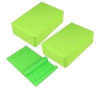 3 Piezas Bloque de Yoga de Plástico Verde para Apoyo y Equilibrio | Alta Densidad, Fácil de Agarrar, para Yoga y Pilates en Casa, Aumenta el Estiramiento