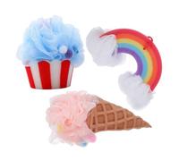 3 Piezas Bola de baño esponja exfoliante de puf de esponja de esponja de baño arcoíris puf de tómate un baño flor de baño productos de baño Depurador hombre helado