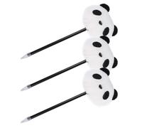 3 piezas Bolígrafo de Panda de Peluche Negro, Escritura Suave y diseño | Tacto Suave de Felpa y Plástico, para Papel y Documentos, Uso en Casa Relleno de Obsequio