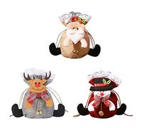 3 Piezas Bolsa con Cordón de Alce y Muñeco de Nieve de Papá Noel Bolsa de Dulces Creativa Bolsas de Favor de Fiesta de Navidad Bolsas de Tela de Regalo Reutilizables Dulces de Navidad con Cordón