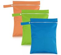 3 Piezas Bolsa Ropa Mojada 40 x 30CM, Bolsa Almacenamiento Impermeable con Cremallera, Wet Bag para Viaje, Seca y Húmedas de Tela para Viajes, Playa, Piscina, Gym