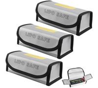 3 Piezas Bolsa Safety Batería Lipo, 18.5*6*7.5cm Pack Seguridad Ignífuga, Cubierta Protectora Seguridad Prueba Explosiones, Bolsa Almacenamiento Batería Portabilidad para Carga y Transporte(Plata)