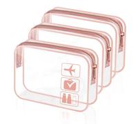 3 Piezas Bolsas de Aseo,Bolsa Transparente Avion, Neceser Transparente Viaje Avion, PVC Impermeable Bolsa Avion para Llevar Líquidos, para Mujeres y Hombres